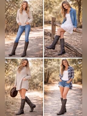 DAN POST Tall 18" "Misstaken" Square Toe Cowgirl Boots brown Style DP3296  Sz9.5